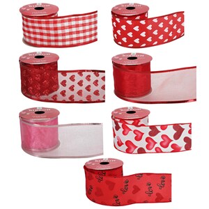 Valentine's Day Themed Wire Edged Ribbon, 9 ft. Rolls